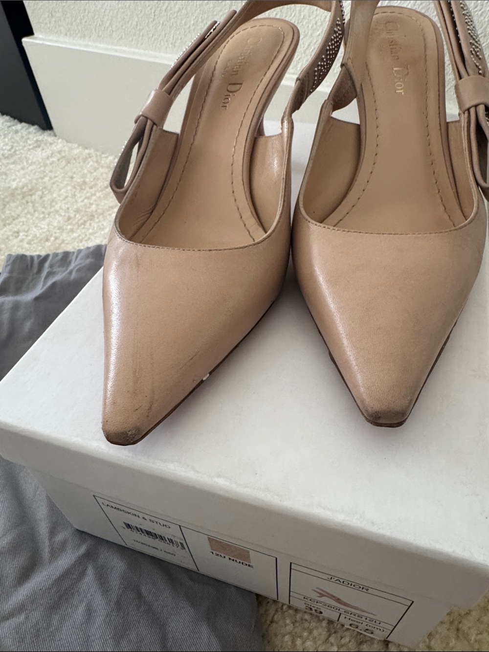 Authentic Dior J’ADIOR Nude Slingback Pointed-Toe Pumps - Picture 3 of 12